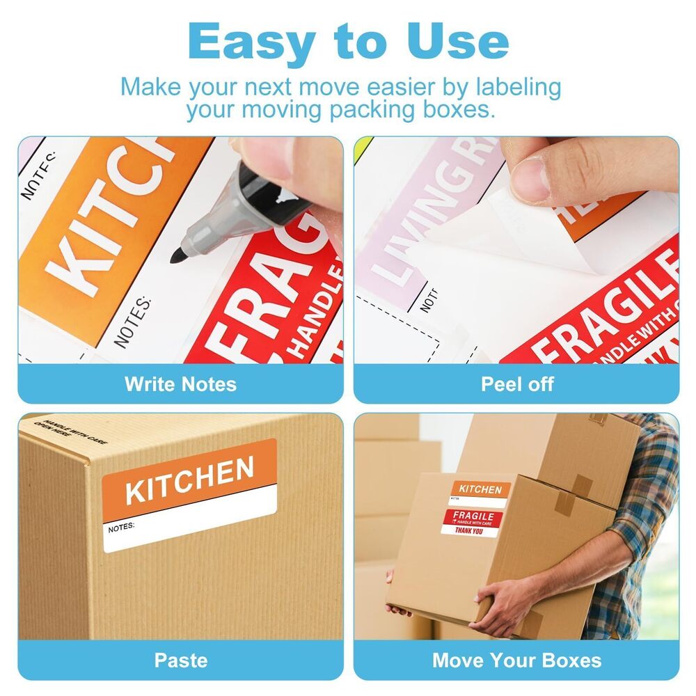 1762 300 pcs Home Moving Labels,5 Pre-Printed Color-Coded Coding Labels - Picture 3 of 8